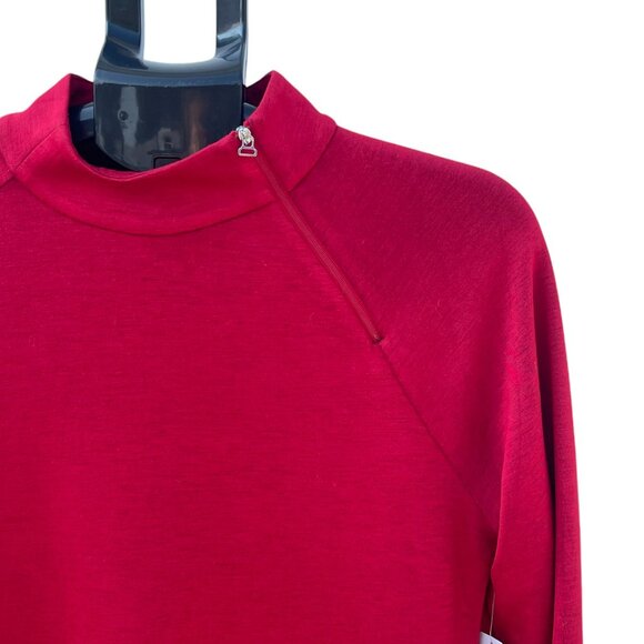 Womens Weekends by Chicos Double Knit Zip Mock Size 0 Razzle Red - Picture 8 of 11